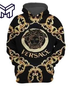 Gianni Versace Black Gold 3D Hoodie For Men Women Luxury Brand Gianni Versace Black Zip Hoodie Gianni Versace Black Hoodie