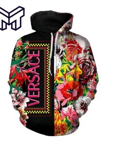 Gianni Versace Flower 3D Hoodie For Men Women Luxury Brand Gianni Versace Flower Zip Hoodie