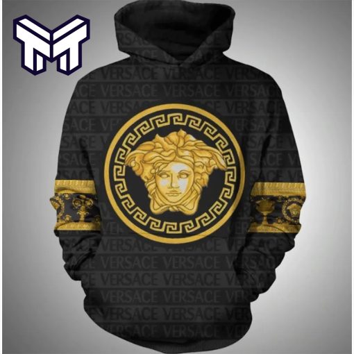 Gianni Versace Gold Black Unisex Hoodie Luxury Brand Gianni Versace Gold Black 3D Hoodie Clothing Clothes Outfit For Men Women