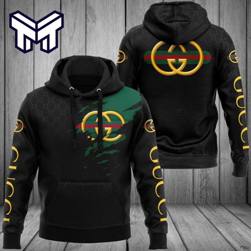 Gucci Black 3D Hoodie Gucci Black Luxury Brand Gucci Black Hoodie Clothing Clothes Outfit