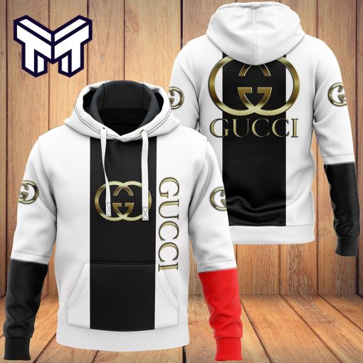 Gucci Black White 3D Hoodie Luxury Brand Gucci Black White Hoodie Clothing Clothes Outfit For Men Women