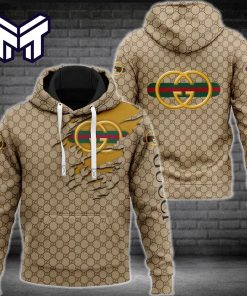 Gucci Brown 3DHoodie Luxury Brand Gucci Brown Clothing Gucci Brown Hoodie Clothes Outfit
