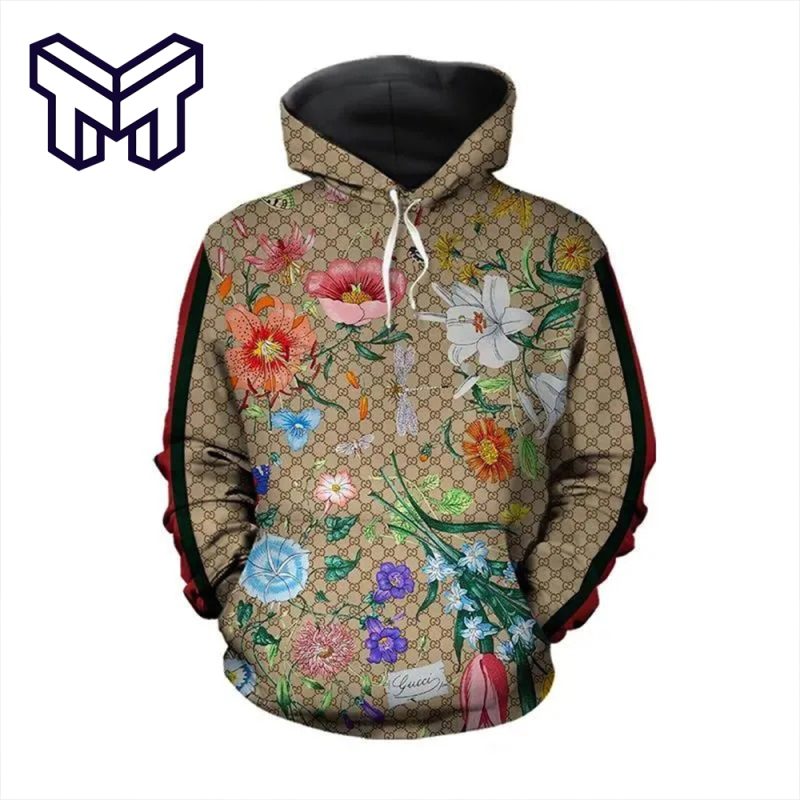 Gucci Floral 3D Hoodie Gucci Logo Hoodie Gucci Floral Zip Hoodie For Men Women