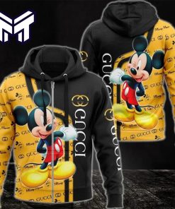 Gucci Mickey Mouse 3D Hoodie Gucci Logo Zip Hoodie For Men Women