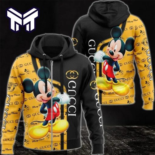 Gucci Mickey Mouse 3D Hoodie Gucci Logo Zip Hoodie For Men Women