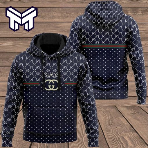 Gucci Navy 3D Hoodie Luxury Brand Gucci Navy Zip Hoodie Clothing Clothes Outfit For Men Women