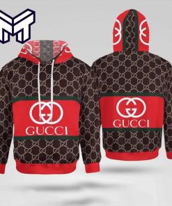 Gucci Red Brown 3D Hoodie Gucci Logo Hoodie Gucci Red Brown Zip Hoodie For Men Women