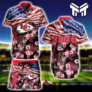 Kansas City Chiefs Hawaiian Shirt NFL American Flag Hawaiian Shirt And Short