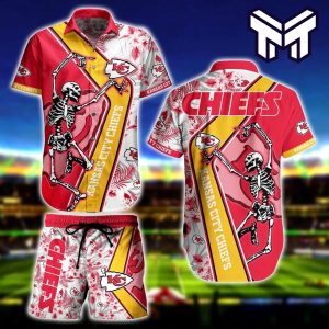 Kansas City Chiefs Hawaiian Shirt NFL Sekeleton Hawaiian Shirt And Short