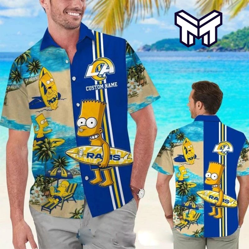 Los Angeles Rams Hawaiian Custom Name Los Angeles Rams Bart Simpson Hawaiian Shirt