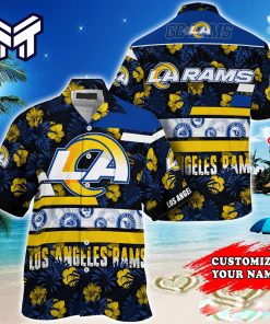Los Angeles Rams Hawaiian Shirt NFL Custom Name Tropical Habicus Pattern Short Sleeves Hawaiian Shirt