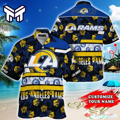 Los Angeles Rams Hawaiian Shirt NFL Custom Name Tropical Habicus Pattern Short Sleeves Hawaiian Shirt