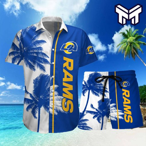 Los Angeles Rams Men Hawaiian Wearss 2PCS Football Summer Shirt Beach Shorts