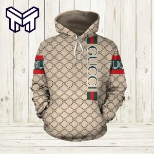Luxury Brand Clothing Beige 3D Gucci Hoodie For Men And Women - Muranotex  Store