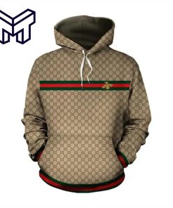 Luxury Brand Clothing Clothes Outfit Gucci Bee Brown 3D Hoodie For Men And Women