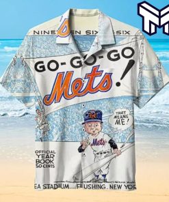 MLB New York Mets Hawaiian Graphic Print Short Sleeve Hawaiian Shirt And Short