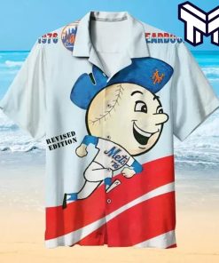 MLB New York Mets Hawaiian Graphic Print Short Sleeve Hawaiian Shirt V1