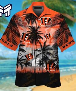 NFL Cincinnati Bengals Hawaiian Cincinnati Bengals Men's Hawaiian Shirt Summer Short Sleeve Button Down Top Gift