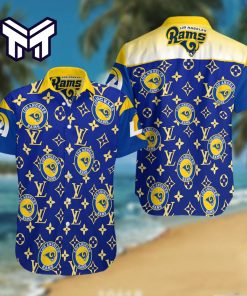 NFL Los Angeles Rams with Yellow Louis Vuitton Logo Blue Hawaiian Shirt