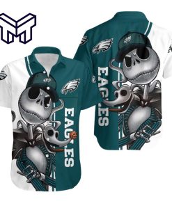 NFL Philadelphia Eagles Hawaiian Beach Shirt Philadelphia Eagles jack skellington and zero Hawaiian Shirt And Short