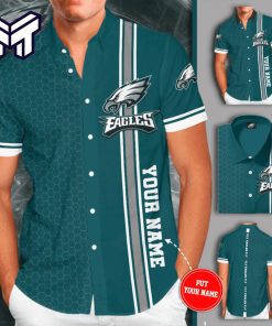 NFL Philadelphia Eagles Hawaiian Custom Name Philadelphia Eagles Hawaiian Aloha Shirt For Sale