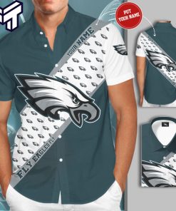 NFL Philadelphia Eagles Hawaiian Personalized PE Short Sleeve Dress Shirt