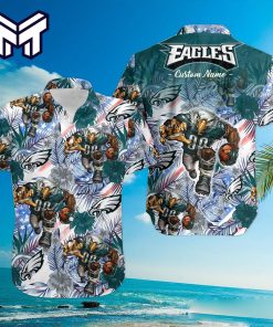 NFL Philadelphia Eagles Hawaiian Philadelphia Eagles Tropical Floral Custom Name Aloha Hawaiian Shirt