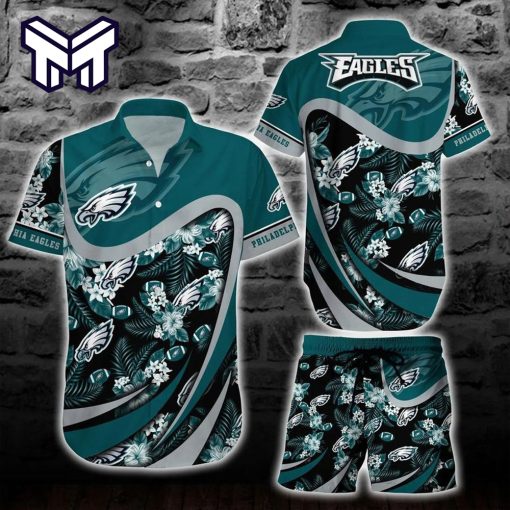 NFL Philadelphia Eagles Hawaiian Shirt And Short Tropical Pattern Beach Shirt New Trends Gift For Sports Fans