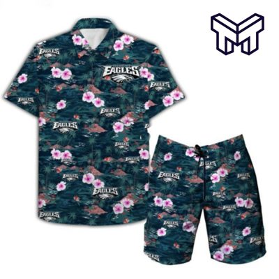 NFL Philadelphia Eagles Hawaiian Wearss Set Hawaiian Button-Down Shirts Beach Shorts