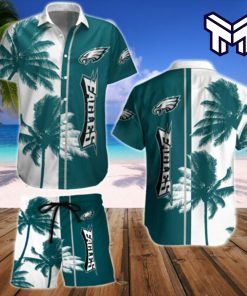 NFL Philadelphia Eagles Hawaiian Wearss Set Hawaiian Button-Down Shirts Beach Shorts