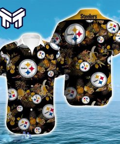 NFL Pittsburgh Steelers Hawaiian Logo And Tropical Graphic Steelers Hawaiian Shirt And Short