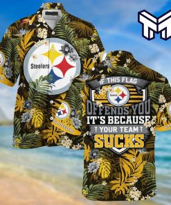 NFL Pittsburgh Steelers Hawaiian Pittsburgh Steelers Football Floral Aloha Hawaiian Shirt Summer