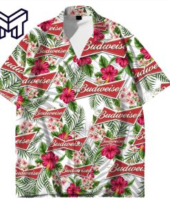 Budweiser Unisex Hawaiian Shirt,Budweiser Beer Button Up Shirt, Short-Sleeve Beer Hawaiian Shirt, Gift for Him, Funny party Beer tee