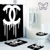 Chanel Black Logo Dirty Bathroom Set With Shower Curtain Shower Curtain And Rug Toilet Seat Lid Covers Bathroom Set