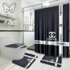 Chanel Grey Fashion Luxury Brand Bathroom Set Home Decor Shower Curtain And Rug Toilet Seat Lid Covers Bathroom Set