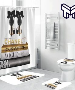 Chanel Louis Vuitton Fashion Luxury Brand Premium Bathroom Set Home Decor Shower Curtain And Rug Toilet Seat Lid Covers Bathroom Set