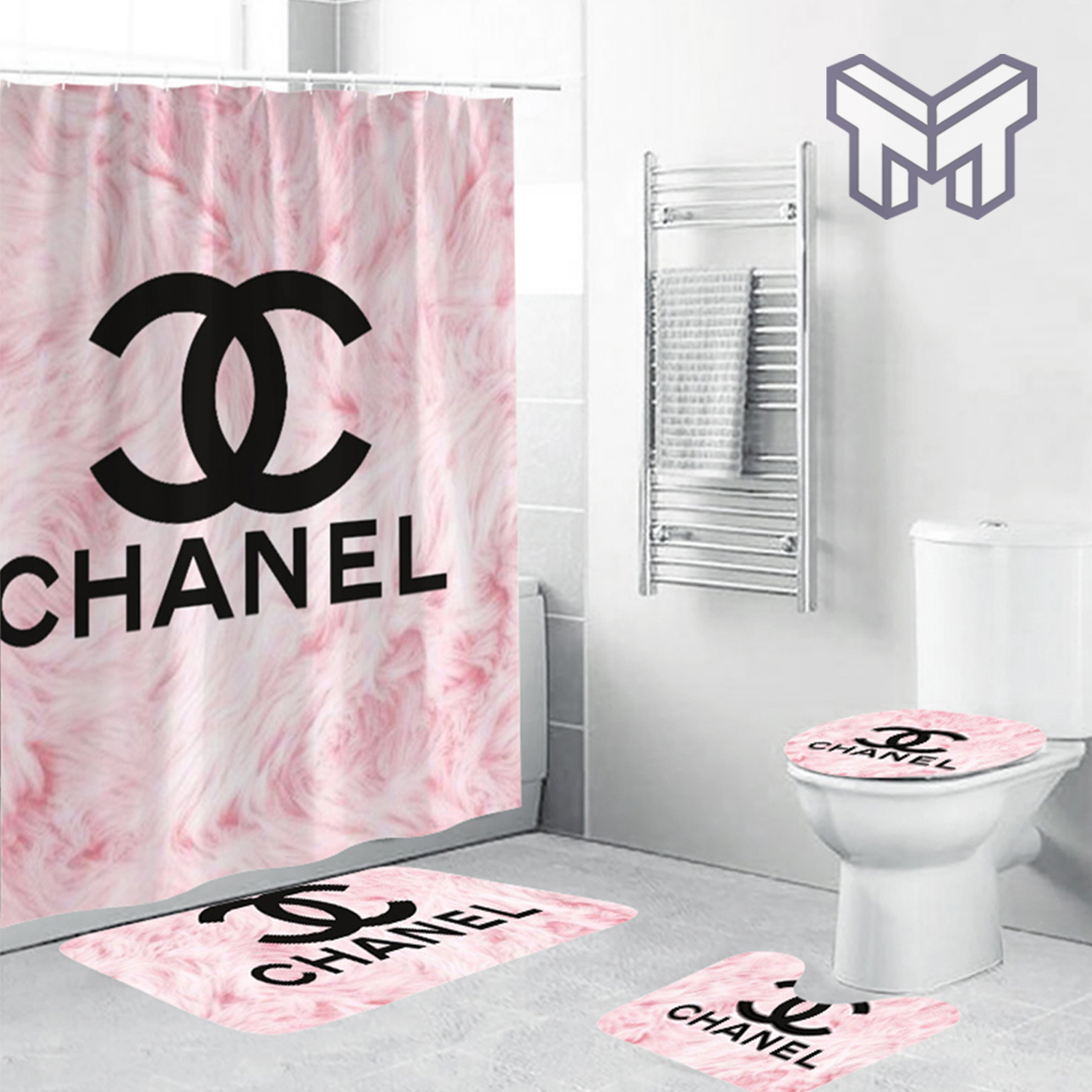 Chanel Pinky Fashion Luxury Brand Bathroom Set Home Decor Shower