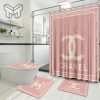 Chanel Pinky Premium Fashion Luxury Brand Bathroom Set Home Decor Shower Curtain And Rug Toilet Seat Lid Covers Bathroom Set