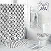Chanel Whie Small Logo Fashion Luxury Brand Bathroom Set Home Decor Shower Curtain And Rug Toilet Seat Lid Covers Bathroom Set