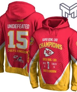 Chiefs Defeat Mahomes Super Bowl 3X Champions Undefeated Kansas City Chiefs Super Bowl LVII Champion 2023 Unisex 3D Hoodie 3D T-Shirt Zip 3D Hoodie