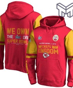 Chiefs Kingdom We Own The LVII Super Bowl Kansas City Chiefs Super Bowl Champion 2023 Unisex 3D Hoodie 3D T-Shirt Zip 3D Hoodie