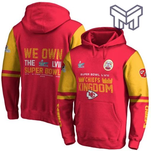 Chiefs Kingdom We Own The LVII Super Bowl Kansas City Chiefs Super Bowl Champion 2023 Unisex 3D Hoodie 3D T-Shirt Zip 3D Hoodie