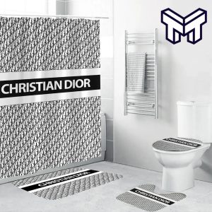 Dior Fashion Luxury Brand Premium Bathroom Set Home Decor Shower Curtain And Rug Toilet Seat Lid Covers Bathroom Set