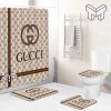 Gucci Bee Fashion Bathroom Set Luxury Shower Curtain Bath Rug Mat Home Decor Shower Curtain And Rug Toilet Seat Lid Covers Bathroom Set