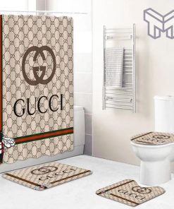 Gucci Bee Fashion Bathroom Set Luxury Shower Curtain Bath Rug Mat Home Decor Shower Curtain And Rug Toilet Seat Lid Covers Bathroom Set