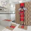 Gucci Bee Flower Bathroom Set Luxury Shower Curtain Bath Rug Mat Home Decor Shower Curtain And Rug Toilet Seat Lid Covers Bathroom Set