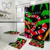 Gucci Big Snake Luxury Brand Logo Premium Bathroom Set Home Decor Shower Curtain And Rug Toilet Seat Lid Covers Bathroom Set