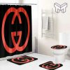 Gucci Black Bathroom Set Luxury Shower Curtain Bath Rug Mat Home Decor FDE Shower Curtain And Rug Toilet Seat Lid Covers Bathroom Set