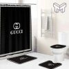 Gucci Black Bathroom Set Luxury Shower Curtain Bath Rug Mat Home Decor vND Shower Curtain And Rug Toilet Seat Lid Covers Bathroom Set