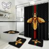 Gucci Black Bee Bathroom Set Luxury Shower Curtain Bath Rug Mat Home Decor Shower Curtain And Rug Toilet Seat Lid Covers Bathroom Set